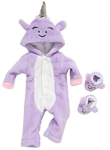 DUORUIMI Puppenkleidung, Winter-Overall, Schlafanzug für American Girl-Puppe, 45,7 cm, niedliches Einhorn-Muster