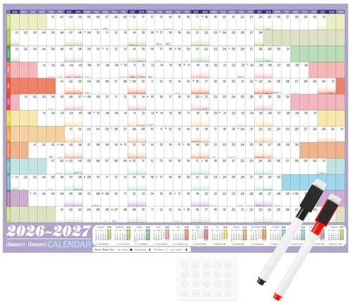 SULOLI 2026 Wall Planner,A1 Yearly Wall Calendar 2026 Large Year Planner UK for Staff Office (85X62CM)