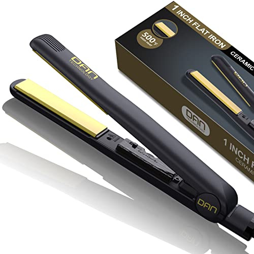 500 Degree Ceramic Dual Voltage Adjustable Temperature 1 inch Flat Iron - 2 in 1 Portable Straightener for Thick Hair