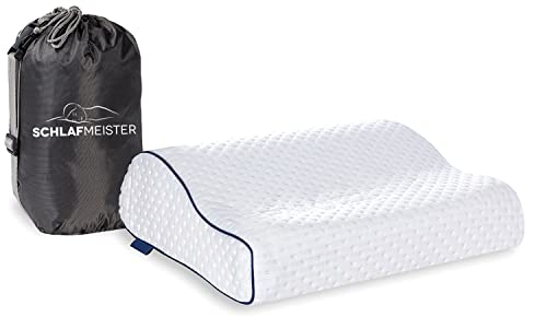 Schlafmeister Moth - Reisekissen - Made in Europa - Thermoregulierendes Kopfkissen - Premium Nackenkissen (32x30x10/8cm) Hotelkissen für unterwegs