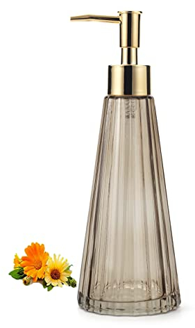 Brown Glass Hand Soap Dispenser with Rust Proof Pump, 10oz/300ml