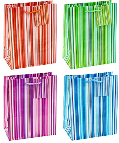 K3T Geschenktüten COLORFUL LINES, 12er Packung, Größe: Mittel (HxBxT 23 x 18 x 10 cm), Art. Nr. 85015