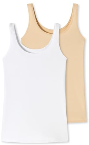 Uncover by Schiesser - Cotton - Unterhemd/Top - 2er Pack (M Weiß/Sand)