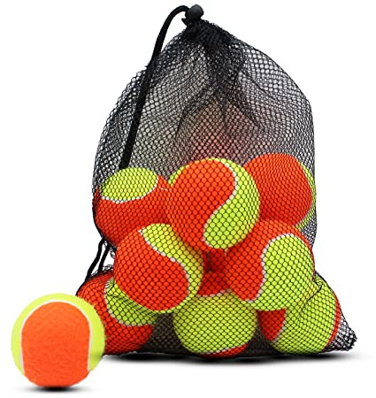ZHUOKECE 12-pack träningsbollar, träningsbollar för nybörjare, strandtennis, träning, öva lekboll, levereras med nätväska för enkel transport (orange)