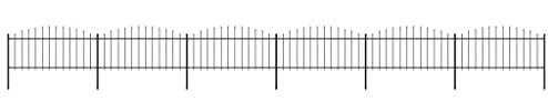 Yolola Gartenzaun mit SpeerspitzenZauntor mit Speerspitzen Metallzaun Schmuckzaun Zaun Zaunelemente Stahlzaun Gitterzaun Zaunfeld Tor Stahl Schwarz-50-75 cm-10.2 m