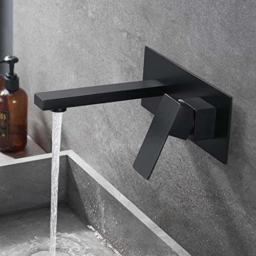 Amazon brand-chicstyleme Waschtischarmatur 2 Loch Armatur Wasserfall Wandhalterung Waschtischmischer Wasserhahn Waschbecken Armatur Einhebelmischer Badarmatur wassersparend, (Schwarz)