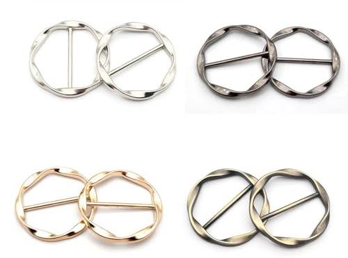 CAASFOOY 8 Stück Metall T Shirt Clips, Schalschnallen,Schal Ring Clip,Runder Schnalle Gürtelschnalle, Shawl Buckle für Kleidung Eckknopf, Kleid Hut Gürtel Schal Dekor Clip