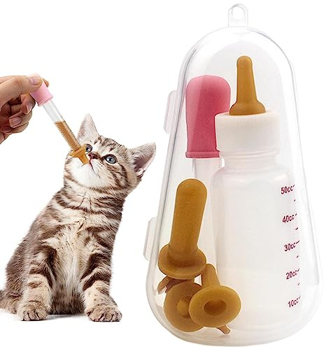 FLAVAS Biberón Para Mascotas, Alimentador De Leche Con Botella De Leche Para Gatitos A Escala Transparente, Biberón De Grado Alimenticio