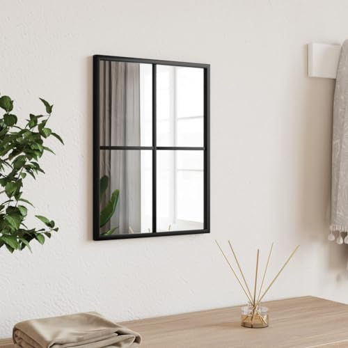 Gecheer Wandspiegel Hängespiegel Spiegel Flurspiegel Dekospiegel Schminkspiegel Wohnzimmer Wandmontage Badspiegel Schwarz 30x40 cm Rechteckig Eisen