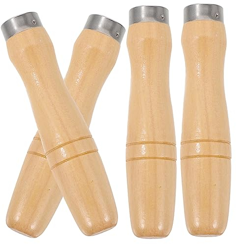 BESTonZON 4 Pièces Manche De Râpe En Bois Poignée De Dossier Universitaire Manche De Lime Ergonomique Remplacement Du Dun Couteau En Bois De Lime Rond Ustensiles Multifonction