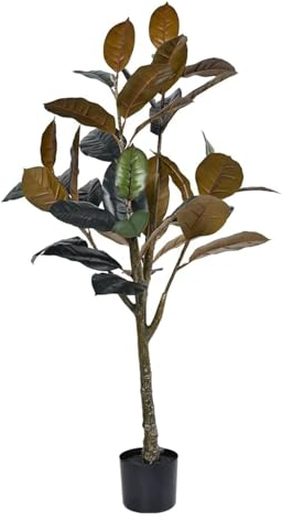 WAGLOS Künstliche Pflanzen Künstlicher Gummibaum, künstlicher Baum, 120 cm, Simulationsbaum mit schwarzem Kunststofftopf für Zuhause, Büro, künstliche Pflanze Realistisches Design