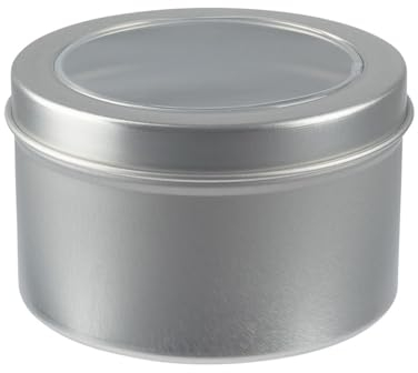 Ideen mit Herz Scatola portaoggetti con finestra nel coperchio, richiudibile, per piccoli oggetti, materiale da ufficio e bricolage, rotonda, diametro 8 cm, altezza 5 cm