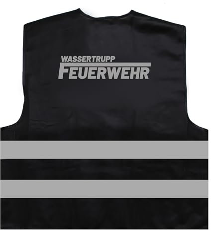 Feuerwehr Wassertrupp Warnweste BZW. Signalweste mit reflektierendem Aufdruck - Größe L/XL, Schwarz