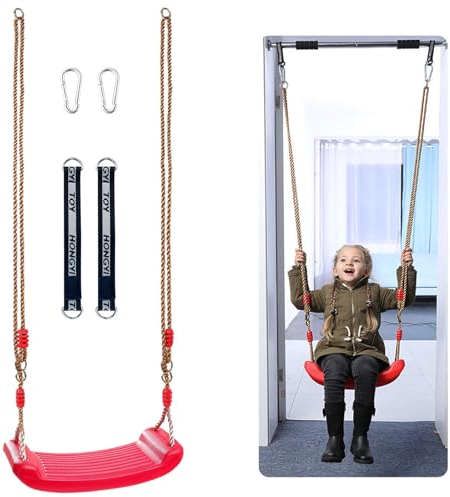 Diompirux Schaukel aus Kunststoff für Kinder, Elastischer Kinderschaukel, Wetterfester Schaukelsitz Indoor & Outdoor, Rutschfestes PE-Softboard + Schaukelseil, Höhenverstellbar, für Kinder,Garten