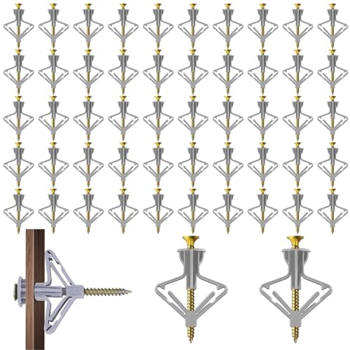 CPYJW 50 Pezzi Tasselli Per Cartongesso,Tasselli Per Pareti A Cavità Per Cartongesso Tasselli Di Espansione Autofilettanti Per Cartongesso Con Viti Per Mattone Forato Cartongesso