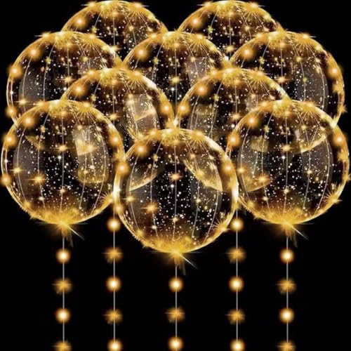 DODUOS 23 Pacchi Palloncini Illuminati, Palloncini LED Bobo, Palloncini LED Trasparenti con 3 Metri Luci Della Stringa, Palloncini Luminosi Riutilizzabile per Valentine Matrimoni Natale Compleanno
