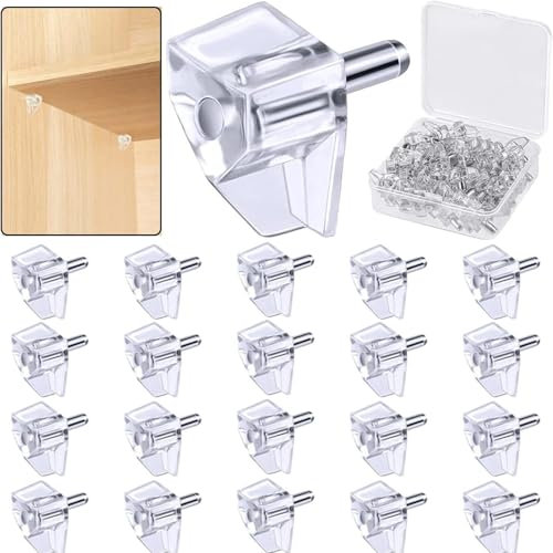 5 Millimeters Shelf Support Peg，Support Cabinet Shelf Pins，Clear Plastic Replacement Peg Cabinet Shelf Supports Pins for Kitchen Furniture Book Shelves Shelf Holder Locking Pins(20 Pieces)
