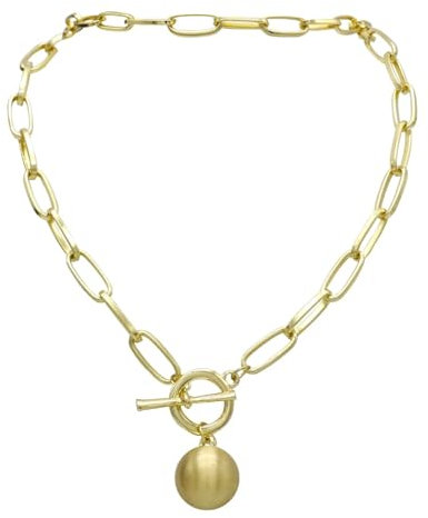 Retro Necklace Pendant Chain Men Women Jewellery Necklace Trendy Gold Color Chain Necklace For Women Big Ball Pendant Necklace