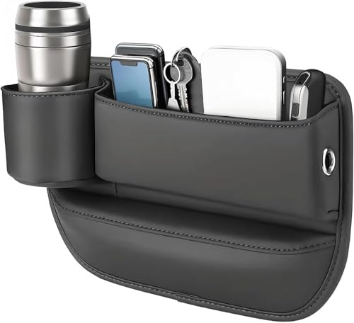 DBCFL Autositz Aufbewahrungsbox für Audi A1 citycarver Q2 Q2L Q2L e-tron Q6 Q6 e-tron, PU-Leder-Organizer Sitz Seitentaschen Organizer Multifunktionale Aufbewahrungsbox,Driver Side Black