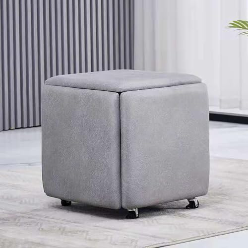 Leder-Sitzhocker-Set mit drehbaren Rollen, stapelbarer Fußhocker und Ankleidestuhl für Wohn- oder Esszimmer, beweglich, 35,6 x 35,6 x 38,1 cm (Leder7)