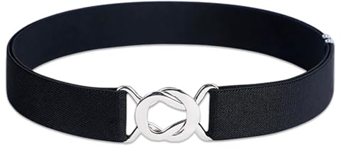Cozevdnt Ladies Elasticated Belt For Women, Black Stretch Belts For Women Jeans, Adjustable Stretch Elastic Waist Belt, No Show Thin Belt For Dress Jeans, Skinny Waist Belt Simple Style
