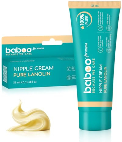 BABOO - Crema per capezzoli con lanolina pura - crema per il dolore al seno - lenitivo idratante - 35 ml