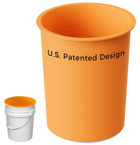 BUCKET LINER 5 Gallon Bucket Liner Reusable Bucket Saver for Concrete Mix Thinset Paint, Reusable Silicone Bucket Pail Liner for Kitchen, Outdoor, Gardening, Camping, Thinset & Paint,Orange