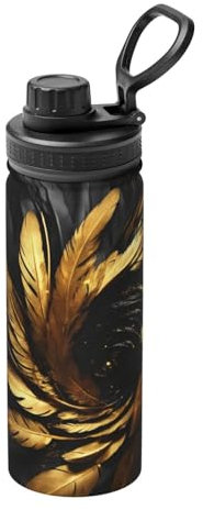 Kfjghhl Insulated Stainless Gold Rose Floral Steel Water Bottle For Sport Gym Travel Leak Camping Hiking Hydration
