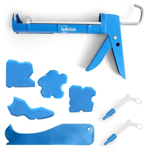 Kit de pistola de calafateo de silicona antigoteo y herramientas de calafateo, herramientas selladoras, raspador de lechada para junta de fregadero de cocina, baño, con caja de regalo, tubos de 10