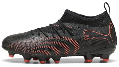 PUMA Future 9 Match FG/AG Jr, Scarpe da Calcio Unisex per Bambini, Nero Rosso Lucido Grigio Forte, 31 EU, Puma Nero Rosso Lucido Grigio Forte, 31 EU