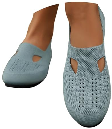 Scarpe estive da donna ballerine eleganti scarpe da ballo basse comode e morbide scarpe in tessuto da donna classiche estive a maglia vestito antiscivolo scarpe tradizionali blu 37