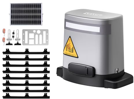 VEVOR Motorisation de Portail Coulissant, 280 W, Ouvre-Portail Solaire Électrique pour Portes 20 m et Charge 816 kg, Moteur de Porte Coulissante à Engrenages, Système d'Ouverture de Portails d'Allée