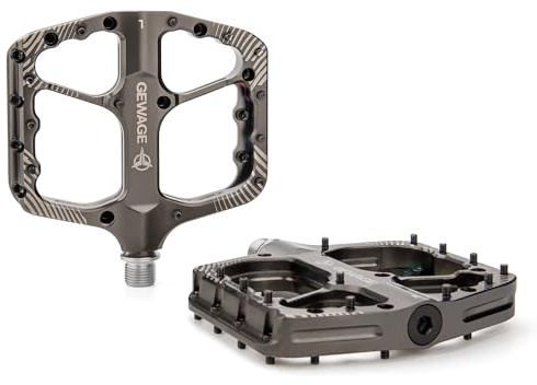 GEWAGE Set Pedali MTB - Pedali da bicicletta CNC in alluminio, cuscinetto a sfere & sistema di tenuta per Mountain Bike, Gravel, Trekking – Ideale per Downhill & Trail (Grigio acciaio)