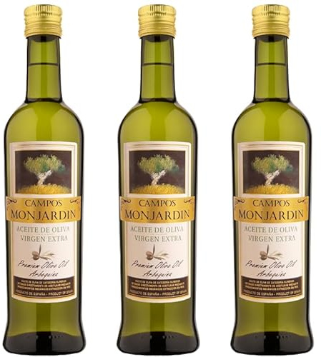 Castillo Monjardín, Aceite Campos Monjardín. Aceite de Oliva Virgen Extra Arbequina, Primera Calidad: Pack de 3 botellas de 500 ml.