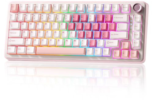 YUNZII B75 Pro Clavier Gamer Mécanique sans Fil (Blanc, Cocoa Cream V2) | 75% avec Molette, Bluetooth/2.4G/Filaire, Gasket, Hot-Swap, Switch Pré-lubrifiés, Touches PBT, QWERTY, pour Win/Mac