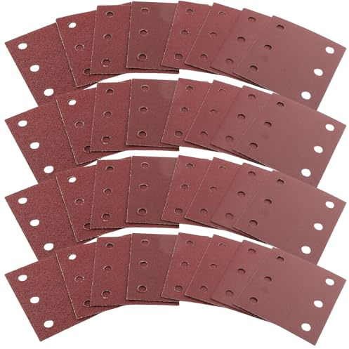 SRunDe 80Stück 115x101mm Schleifpapier Klettscheiben Kit Klettschleifpapier | 40 60 80 100 120 180 240 320 6 Löcher Kompatibel mit Makita BO4555 BO4554 BO4561 DBO484Z DBO480Z BO4565K BO4565J BO4565