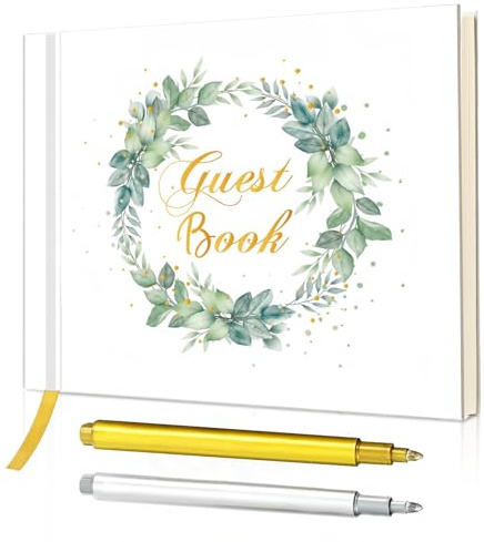 Wedding Guest Book Memory Scrapbook 60 Sheets Large Wedding Book for Guests to Sign Elegant Visitor Book with 2 Pens Hardcover Guestbook for Wedding Christening Birthday Bridal Shower Party