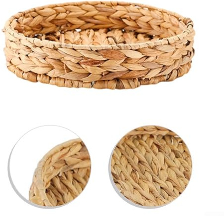 Yuanpgky Manici in giacinto d'acqua naturale adatto con 30 x 30 cm, 2 confezioni di dimensioni per riporre insieme, vassoio da portata contenuto 25 x 25 cm, organizzazione insieme incluso (vassoio