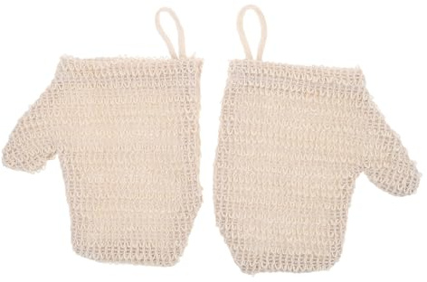 Beaupretty 2pcs Cotton-linen Exfoliating Gloves Body Scrub Mitt Shower Bath Washable Gloves for Deep Skin Cleansing and Dead Skin Removal Suitable for Women