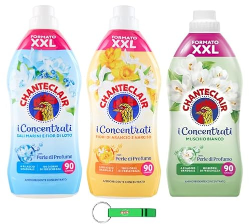 Chanteclair I Assouplissant concentré – 90 lavages, 3 x 1800 ml + porte-clés Beni Culinari gratuit