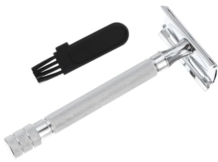 STOBAZA Klassischer Doppel Safety Rasierer aus Aluminiumlegierung mit Anti Rutsch Griff und Schadstofffreier Rasur für Herren