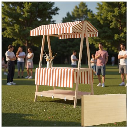 SRDCAIM Puesto de Venta Ambulante/Carrito de Comida portátil para mercados agrícolas, ferias de artesanía, Tiendas efímeras, Puestos de Comida callejera y quioscos minoristas(Orange,110cm/43.3in)