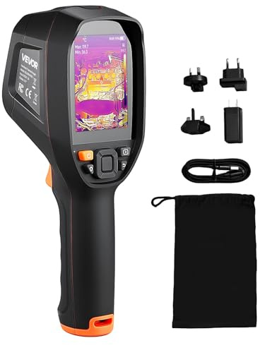 VEVOR Telecamera Termica, Risoluzione TISR Super 512 x 384, con Fotocamera Visiva da 2 MP, Risoluzione IR 256 x 192, Frequenza di Aggiornamento 25 Hz, da -20℃ a 550℃, 4 Modalità Immagine