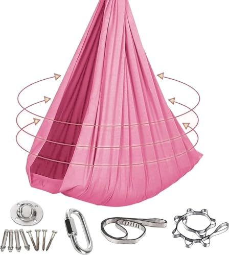 Ultraleichte Hängematte Hängeschaukel 280x150 cm Für Kinder & Erwachsene, Inkl. Montageset Für Indoor & Outdoor(Pink)