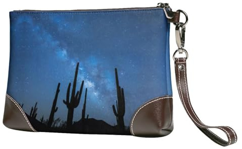 Pidgazdfgv Desert With Cactus Genuine Leather Wristlet Clutch Bag Cell Phone Wallet Purse Wallet Purses Handbags Women