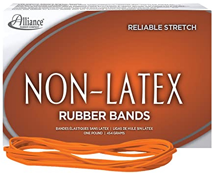 Alliance Rubber 37176#117B Non-Latex Rubber Bands, 1 lb Box Contains Approx. 250 Bands (7 x 1/8, Orange)