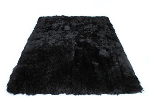 Naturasan Carpette Alfombra de diseño de piel de oveja rectangular 150 x 200 cm, lana suave (negro)