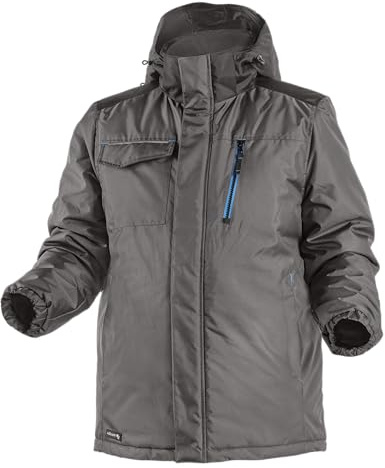 Högert Technik Winter-Arbeitsjacke REN, warme Outdoor-Kälteschutzjacke, wasserdicht, reflektierend, mit Kapuze, Grau, M, winddicht, ideal für Bau & Handwerk