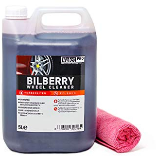 detailmate Valet Pro Bilberry Wheel Cleaner Bidon de 5 l – Nettoyant pour jantes concentré Chiffon microfibre 40 x 40 cm