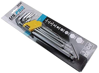 US PRO 2234 Sechskantschlüssel-Set, extra lang, 1,5 mm – 10 mm, 9-teilig